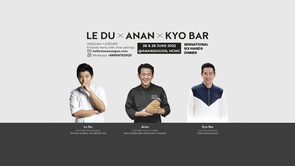 Thưởng thức ẩm thực đỉnh cao với ba đầu bếp hàng đầu châu Á tại Anan Saigon 