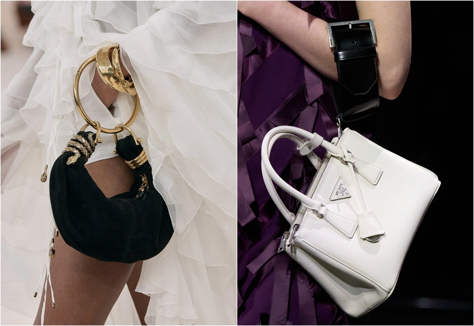 xu hướng thời trang, xu hướng túi xách, thời trang thu đông, bag trend 2024, clutch, oversized bag, double bags, fringe