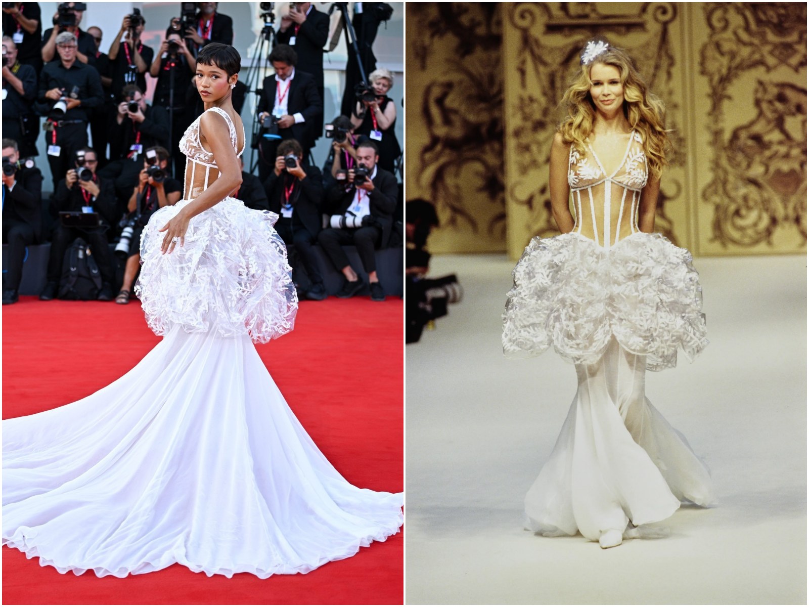 venice film festival, liên hoan phim venice 2024, fashion, red carpet fashion, Taylor Russell, Chanel 1993 haute couture