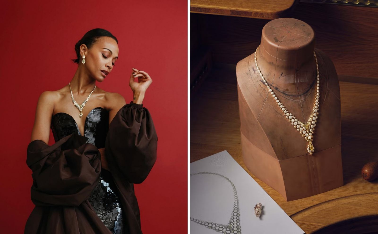 trang sức, Quả cầu vàng 2025, trang sức thảm đỏ, Emma Stone, Louis Vuitton, Anya Taylor-Joy, Tiffany & Co., Zendaya, Bulgari, Zoe Saldaña, Cartier, Salma Hayek, Lorraine Schwartz