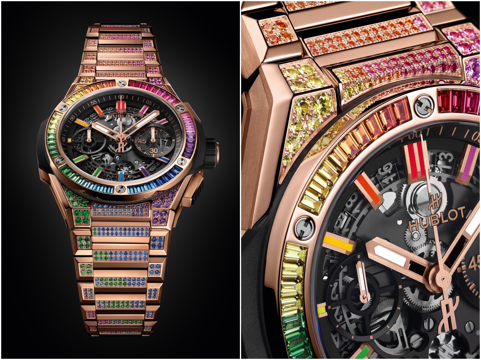 Hublot, đồng hồ Hublot, đồng hồ Thụy Sĩ, Hublot Big Bang Integrated King Gold Rainbow