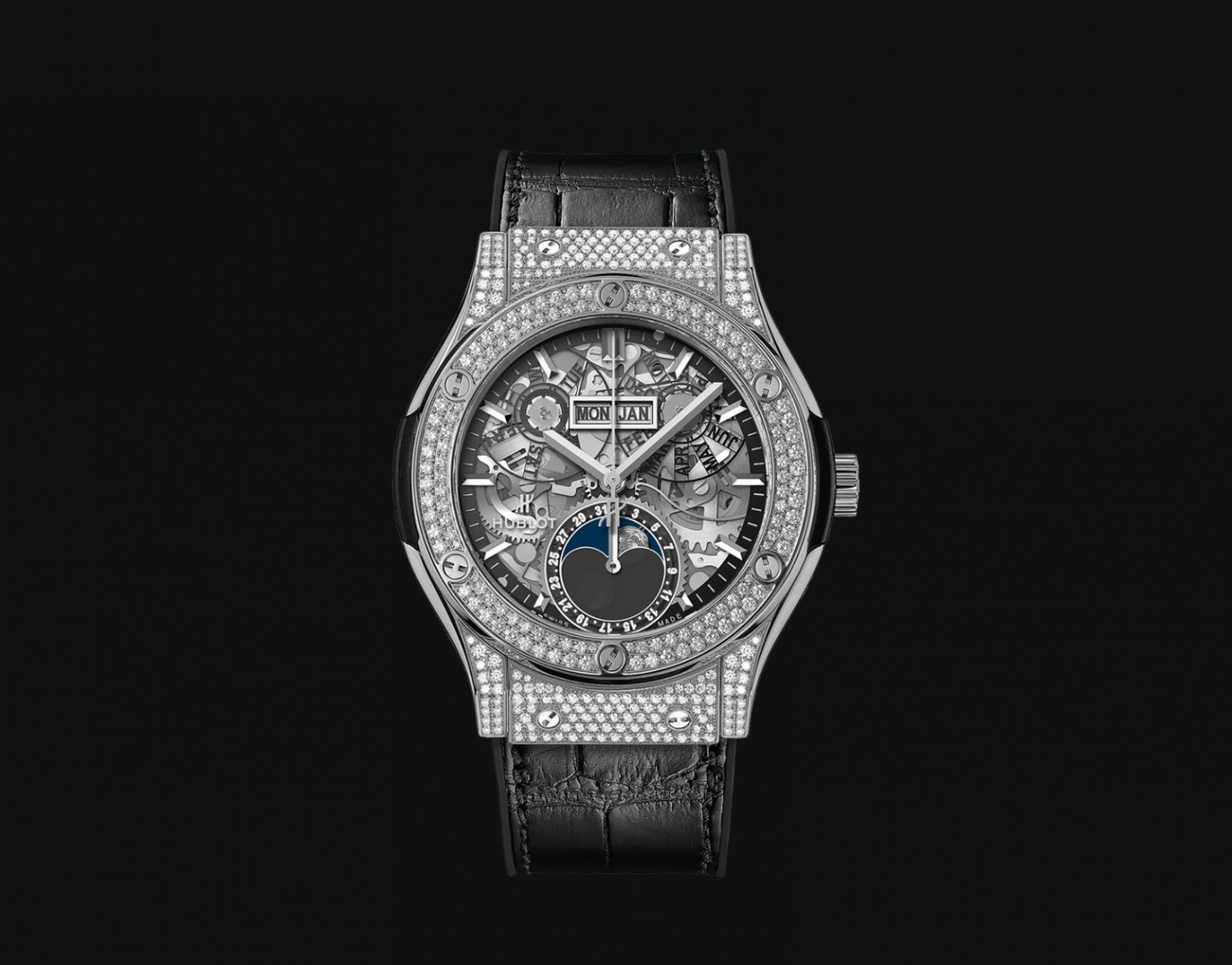 đồng hồ Hublot, đồng hồ Thụy Sĩ, Hublot Classic Fusion Aerofusion Moonphase Titanium Pavé