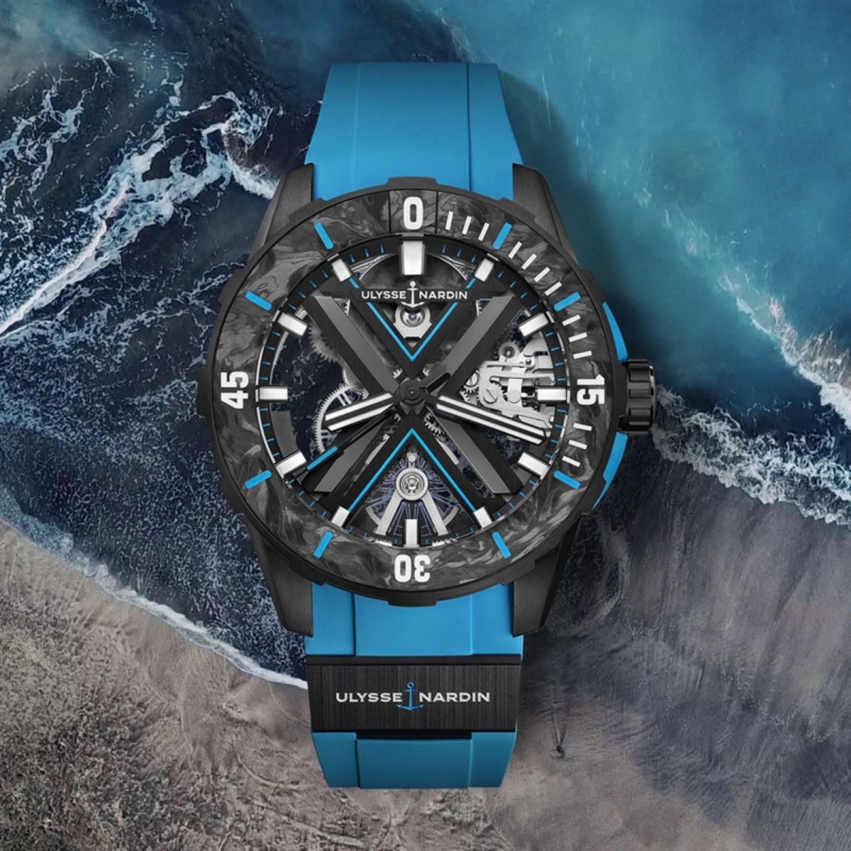 Diver X Skeleton Azure, Diver Net Azure, Ulysse Nardin, Đồng hồ Thụy Sĩ, Luxury watch