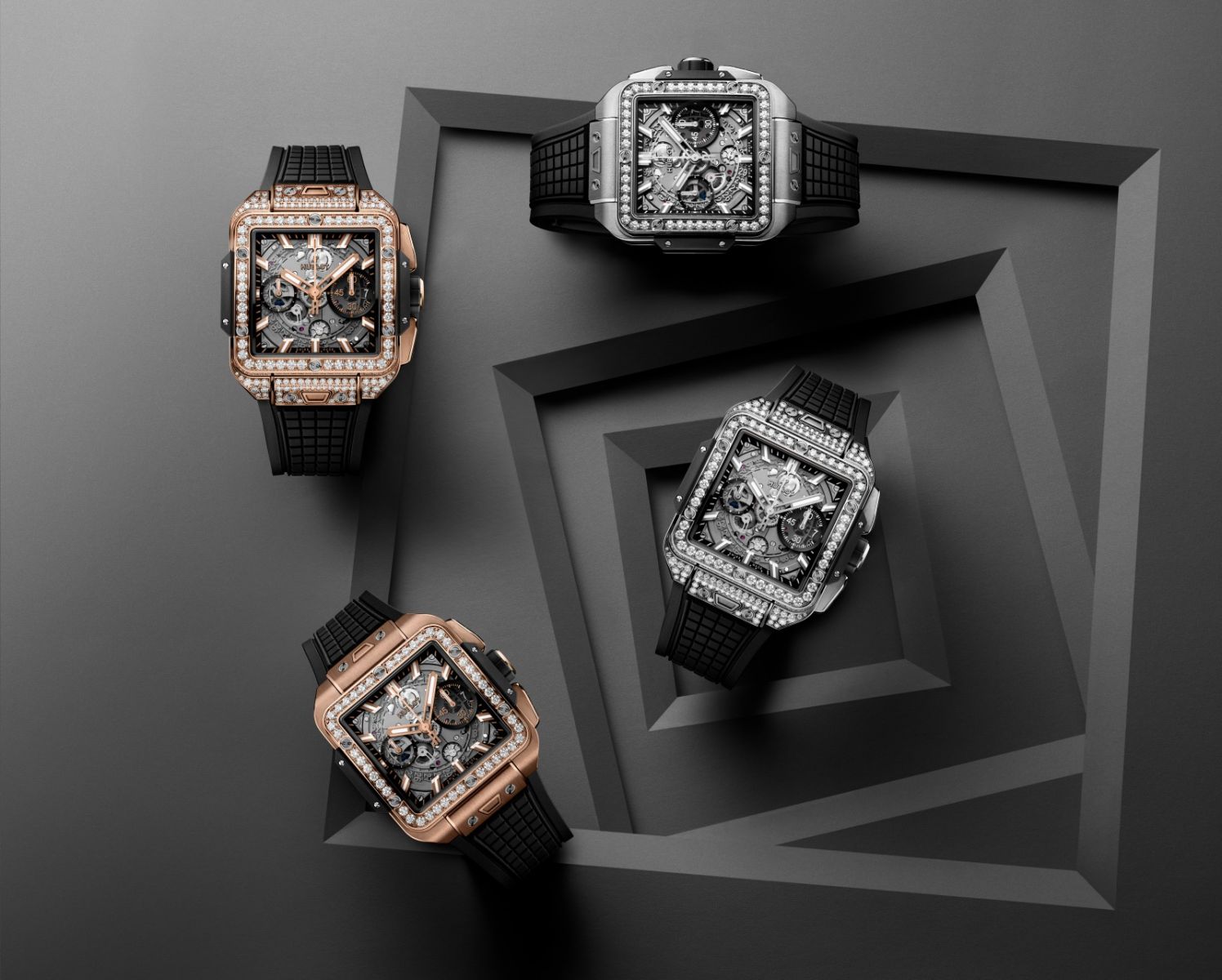 Hublot, đồng hồ Thụy Sĩ, Square Bang Unico, Hublot Square, đồng hồ nạm kim cương, nạm kim cương