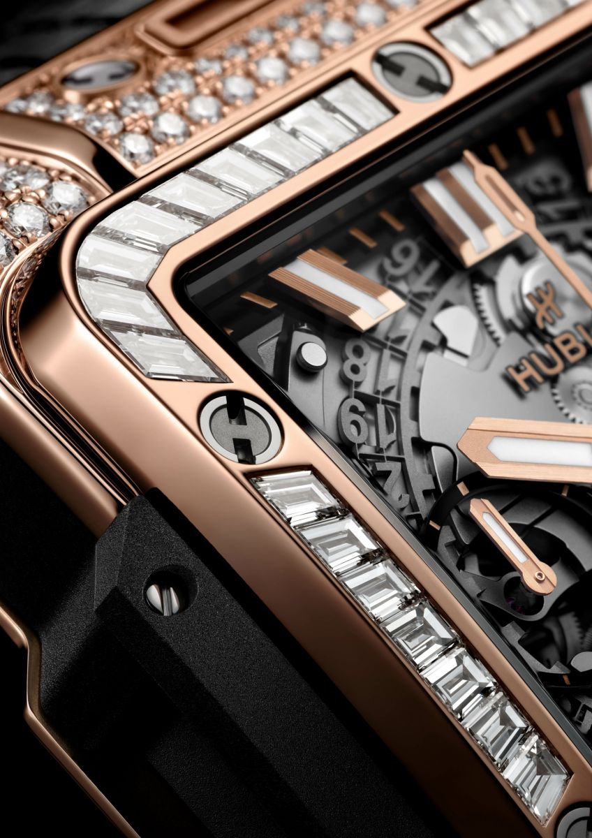 Hublot, đồng hồ Thụy Sĩ, Square Bang Unico, Hublot Square, đồng hồ nạm kim cương, nạm kim cương