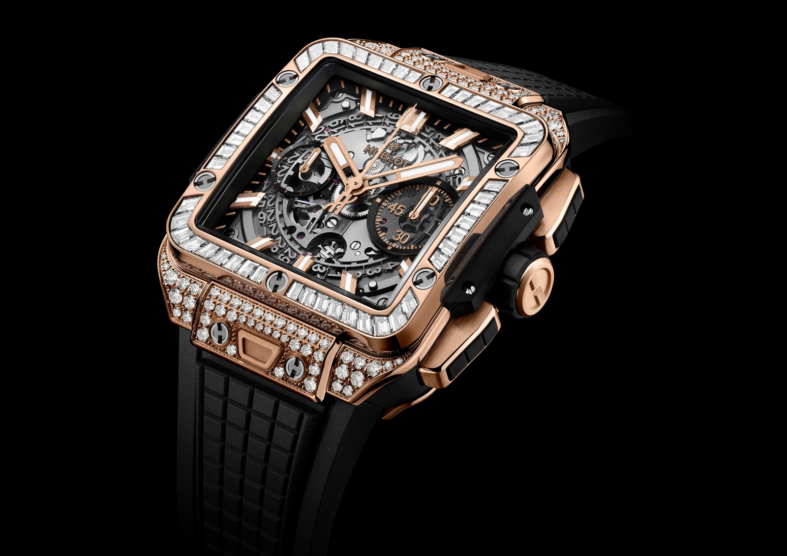 Hublot, đồng hồ Thụy Sĩ, Square Bang Unico, Hublot Square, đồng hồ nạm kim cương, nạm kim cương
