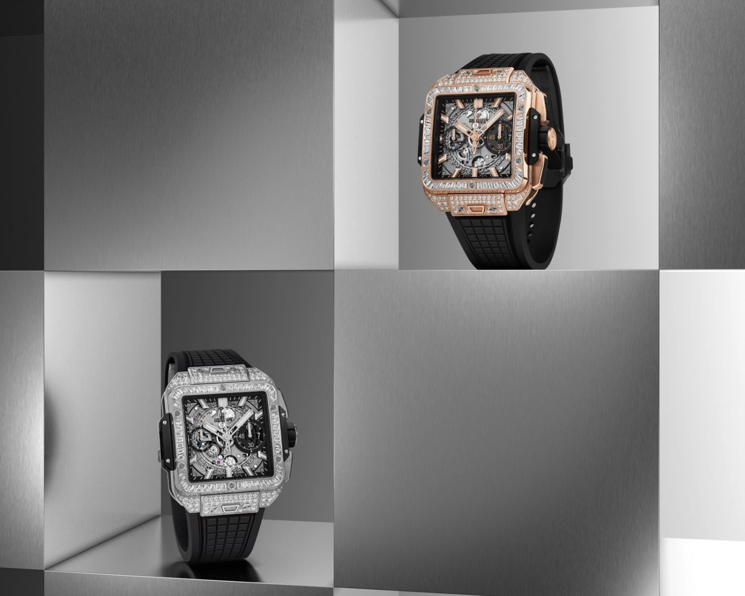 Hublot, đồng hồ Thụy Sĩ, Square Bang Unico, Hublot Square, đồng hồ nạm kim cương, nạm kim cương