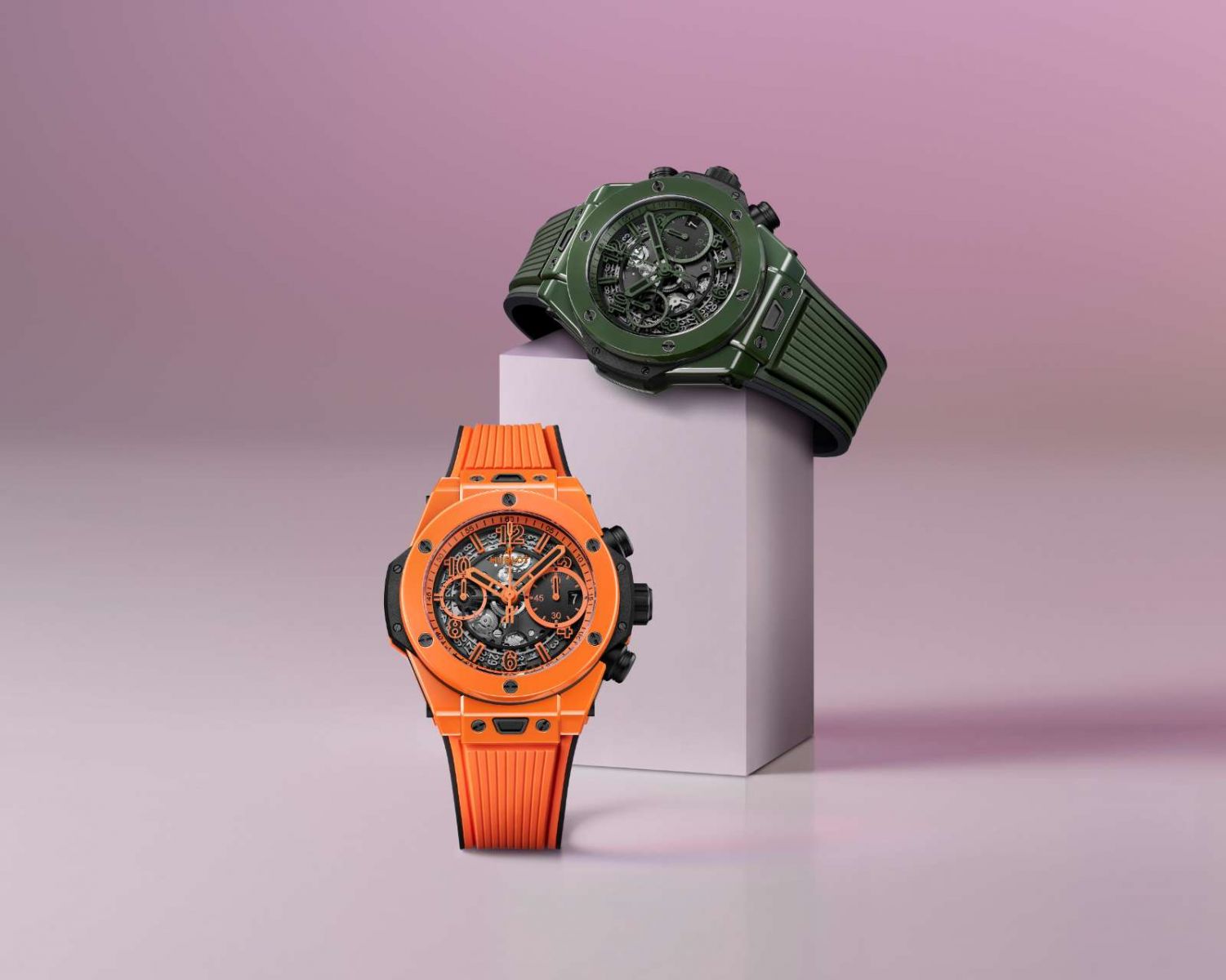 Big Bang Unico Orange Ceramic & Big Bang Unico Dark Green Ceramic 42mm